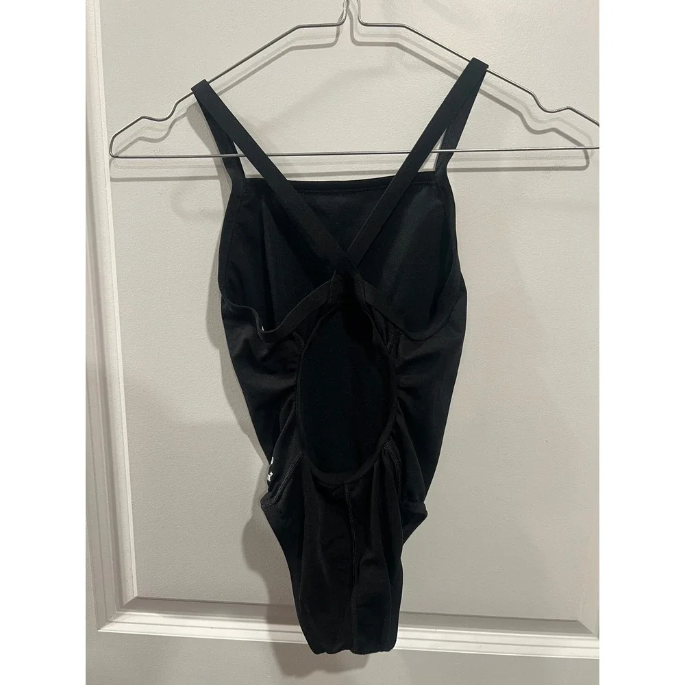 Speedo Girls One Piece Swimsuit Shark Graphic Black Size 8/24